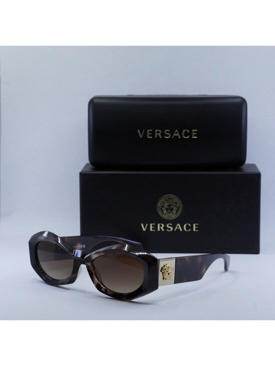 Versace VE4466U 54613B Sunglasses Havana Geometric Frame, Brown Gradient Lenses main image 11